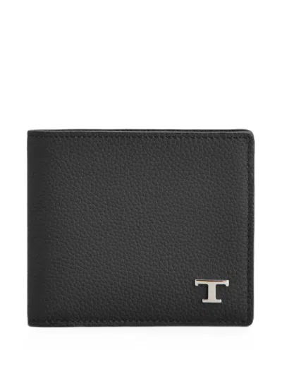 Tod's T Timeless Pebbled-leather Wallet In Black