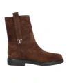 Tod's Round Toe Ankle Boots With Side Buckle In Red