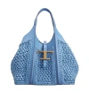 Tod's T Timeless Rafite And Leather Mini Shopping Bag In Blue