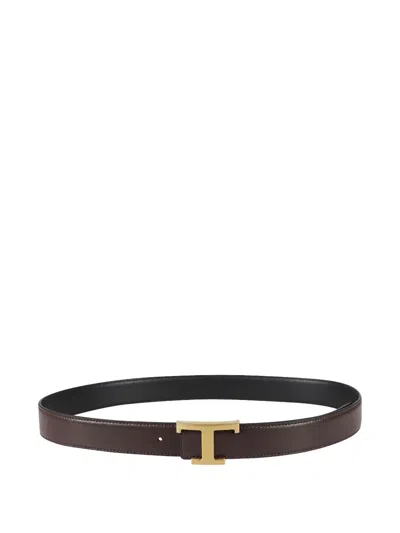 Tod's T Timeless Reversible Belt In Brown