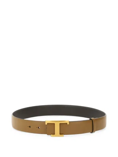 Tod's T Timeless Reversible Belt In Brown