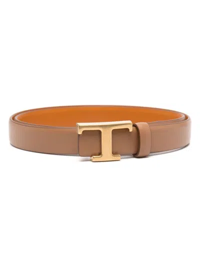 Tod's T Timeless Reversible Belt In Neutrals