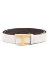 Tod's T Timeless Reversuble Belt In White
