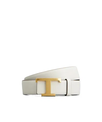 Tod's T Timeless Reversuble Belt In White