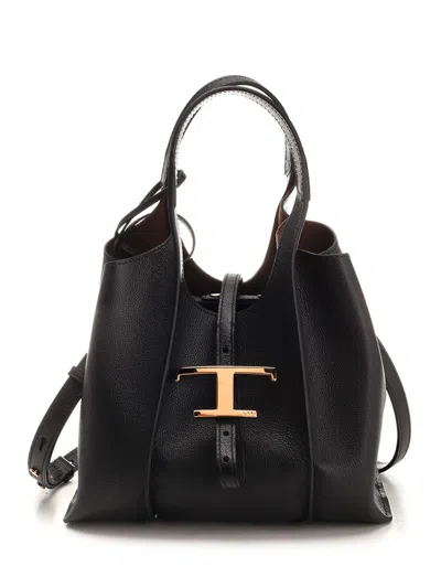 Tod's T Timeless Shopping Bag In Black