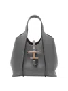 Tod's T Timeless Mini Leather Shopping Bag In Gray