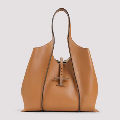 Tod's T Timeless Shopping Bag In Leather Medium In Brown