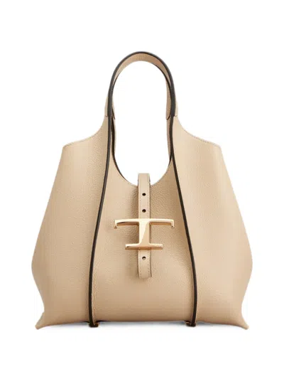 Tod's T Timeless Shopping Bag In Leather Mini In Brown