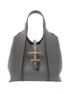 Tod's T Timeless Shopping Bag In Leather Mini In Gray