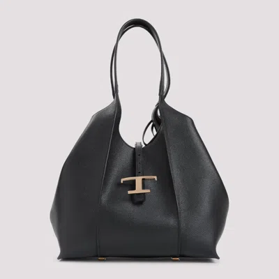 Tod's T Timeless Shopping Bag In Leather Small In Black
