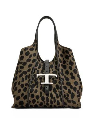 TOD'S T TIMELESS SHOPPING BAG IN PONY EFFECT LEATHER MINI