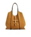Tod's T Timeless Mini Shopping Bag In Suede In Brown