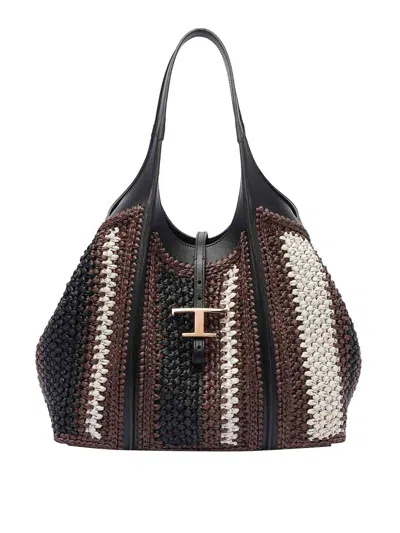 Tod's T Timeless Shopping Bag In Marrón