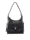 Tod's Black Shoulder Bag With Adjustable Shoulder Strap And Logo Plaque On The Front In Grained Leather Wo In Black