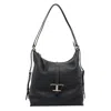 Tod's Black Shoulder Bag With Adjustable Shoulder Strap And Logo Plaque On The Front In Grained Leather Wo In Black