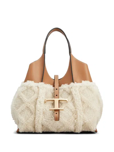 Tod's T Timeless Shoulder Bag In Bianco Calce Kenia