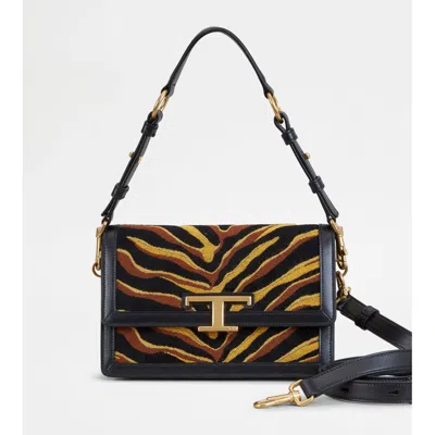 Tod's T Timeless Shoulder Bag In Fabric And Leather Mini