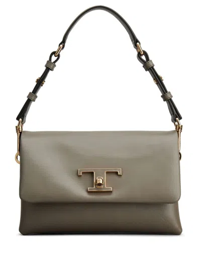 Tod's T Timeless Leather Shoulder Bag In Sage Green