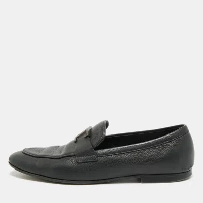 Pre-owned Tod's T Timeless Size 41.5 Black Leather Loafers
