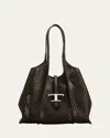 Tod's T Timeless Small Perforated Leather Tote Bag In Marrone Africa