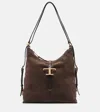 Tod's T Timeless Small Suede Tote Bag In Brown