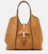 Tod's T Timeless Small Suede Tote Bag In Sand
