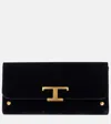 Tod's T Timeless Small Velvet Wallet On Chain In Black