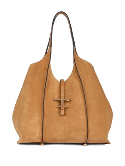 Tod's T-timeless Suede Shoulder Bag In Brown
