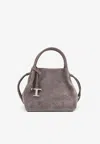 Tod's T Timeless Suede Shoulder Bag In Gray