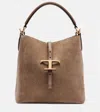 Tod's T Timeless Suede Tote Bag In Sand