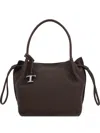 Tod's Medium Leather Bucket Bag Drawstring In Brown