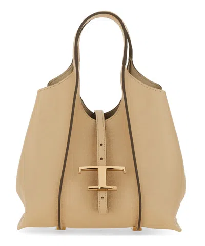 Tod's T Timeless Tote Bag In Beige