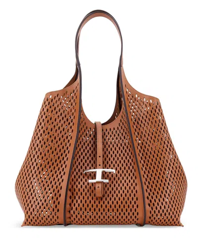 Tod's T Timeless Tote Bag In Brown