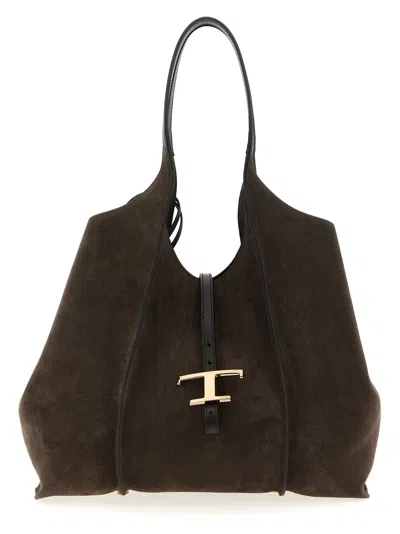 TOD'S T TIMELESS TOTE BAG BROWN