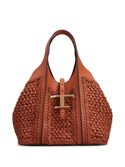 Tod's T Timeless Tote Bag In Black