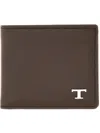 Tod's Leather Wallet Bi-fold Metal Logo In Brown