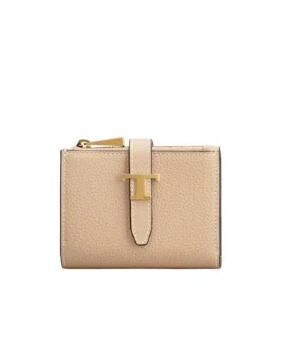 Tod's T Timeless Wallet In Beige