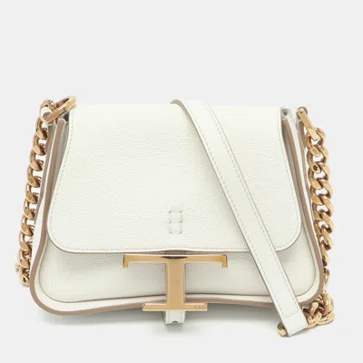 Pre-owned Tod's T Timeless White Leather Shoulder Bag