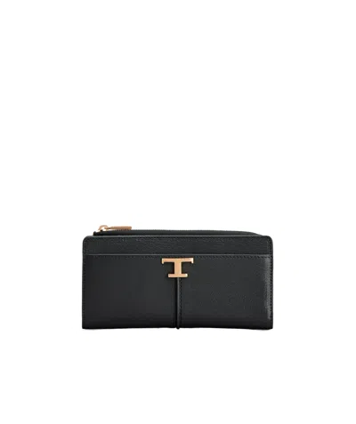 Tod's T Timeless Zipper Wallet In Black