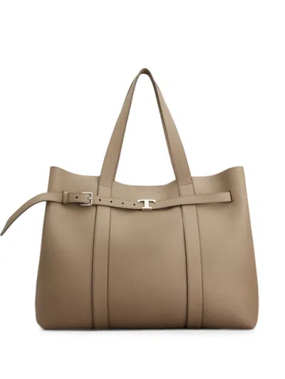 Tod's T Timless Leather Shoulder Bag In Brown