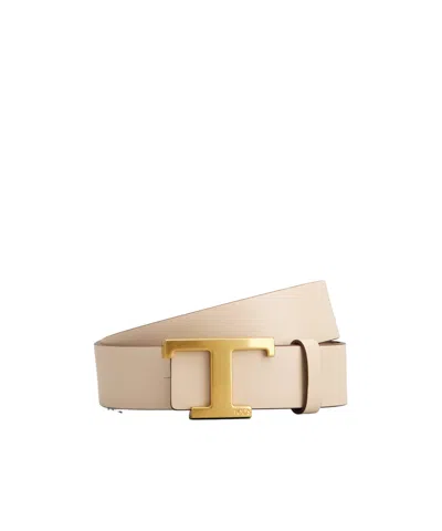 Tod's T Timless Reversible Leather Belt In Nude