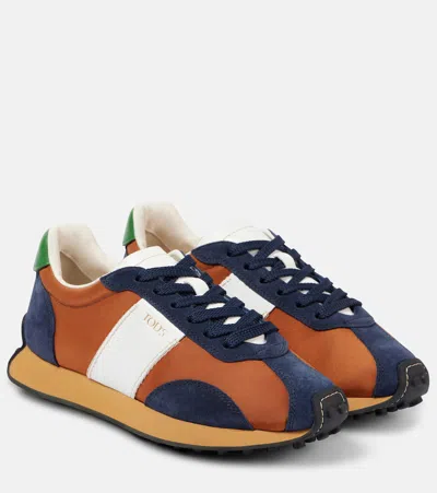 Tod's T-vintage Leather And Suede-trimmed Sneakers In Multicoloured