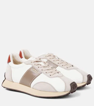 Tod's T Vintage Leather And Technical Sneakers In Multicoloured