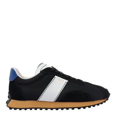 Tod's Mens White/navy Allacciata Leather And Shell Low-top Trainers
