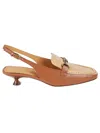 Tod's 35 Leather Slingback Pumps In Cuoio