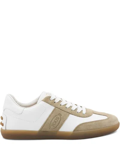 Tod's Tabs Lace-up Panelled Sneakers In White