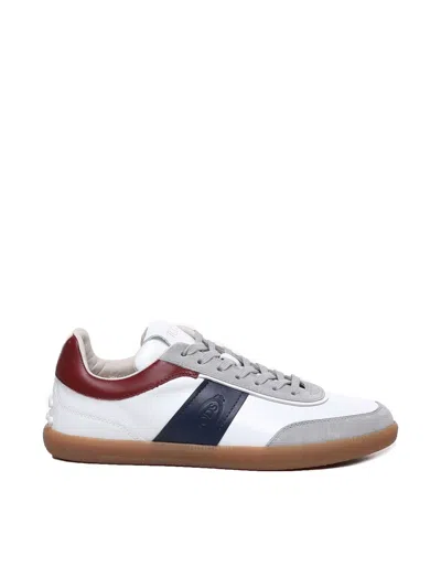 Tod's Tabs Sneakers In White, Blu, Red