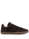 Tod's Suede Leather Sneakers Rubber Sole In Brown