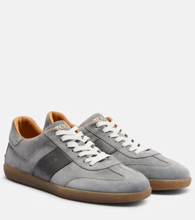 Tod's Tabs Suede Sneakers In Gray