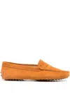 Tod's Suede Calf Moccasin Loafers Penny Studded In Tan